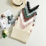 1Pc Women's Vest Lace Top V-neck Solid Knit Tank Ladies Sleeveless Fashion Lace Patchwork Slim Sexy Suspenders Summer