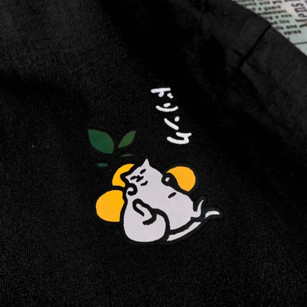 Cute Japanese Cat Print Oversized T-shirt men Women Short Sleeve Loose Casual Tee Shirt Streetwear Tops Cotton Harajuku Clothing