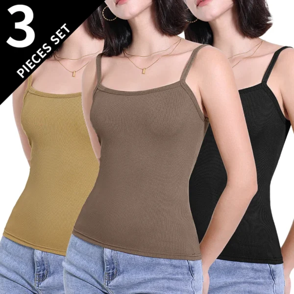 1/3 Pieces Four Seasons Thin Ladies Solid Color Joker Camisole Young Women Plus Size Comfortable and Sexy T-shirt Shirt Casual
