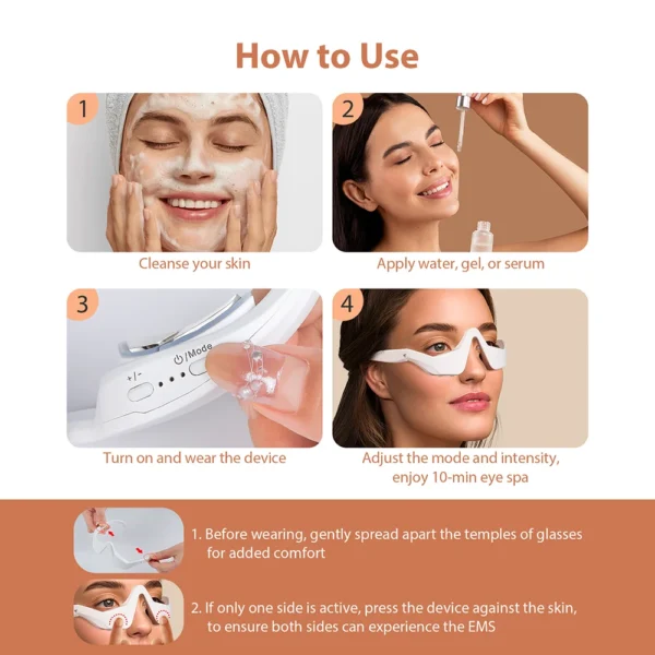 3D EMS Eye Massager with Red Light