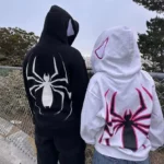 Full Zip Up Spider Hoodie Women Men Streetwear Harajuku Graphic Oversized Jacket Hood Shirt Punk Gothic Y2K Clothes Sweatshirt