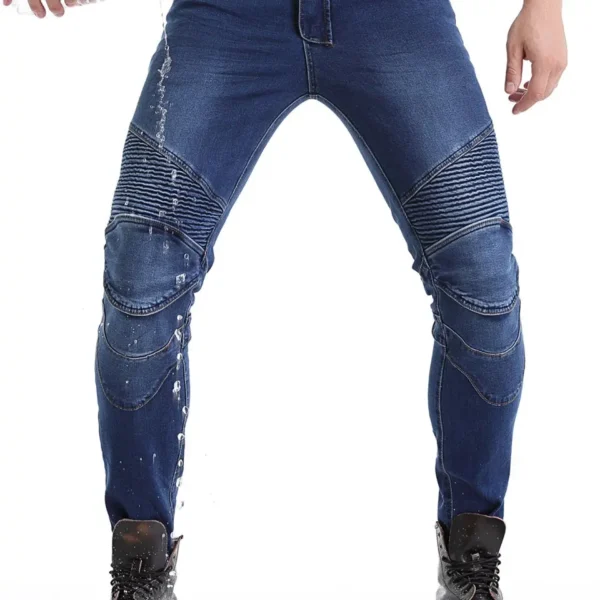 Men Jeans Embroidery Motorcycle Pants Pantalon Motocross Belt Protective Gear option Motorcycle Driver License Test Motos Jeans