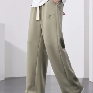 Men's Straight Sweatpants Wide Leg Cotton Track Pants Drawstring Letter Sports Baggy Pants Casual Long Trousers Big Size 8XL