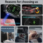 2025 New LED Flashlight Smart Watch Men Bluetooth Call Waterproof 600mAh Large Battery Smartwatch Heart Rate Monitor Smart Watch