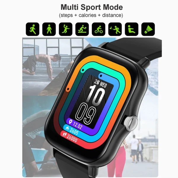 +2pc Straps Smart Watch Women Men Smartwatch Square Stainless Steel Smart Clock BT Call For Xiaomi Samsung Phone Fitness Tracker