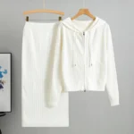 2025 new women's Knitted Cardigan High Waisted Buttocks Wrapped Skirt 2 Piece Suits Luxury Hot Diamond Fashion Sets