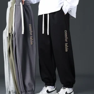 Big Size Men Sweatpants Spring Autumn Casual Baggy Jogger Pants String Banding Solid Color Sportswear Cotton Loose Trousers 8XL