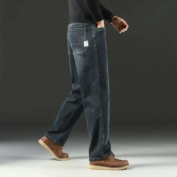 Spring and Autumn Men's Baggy Jeans Casual Straight Stretch Versatile Wide-leg Business Denim Pants Comfortable Loose Trousers