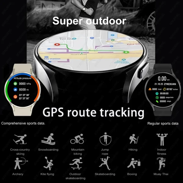 2025 New For Galaxy Watch 6 GPS Track Smart Watch Men Amoled Always Display Body Temperature Clock BT Talk Smart Watch Woman Man