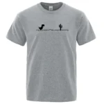 Funny Cactus Dinosaur Printed T-Shirt Men Tops 100% Cotton T-shirt for Men Women Casual O-Neck Streetwear Basic Tops Geek Tees
