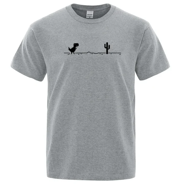 Funny Cactus Dinosaur Printed T-Shirt Men Tops 100% Cotton T-shirt for Men Women Casual O-Neck Streetwear Basic Tops Geek Tees