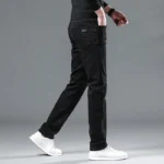 WTHINLEE Winter Men Black Straight Stretch Denim Thick Velvet Pants Warm Jeans Casual Fleece Line Trousers Male Plus Size