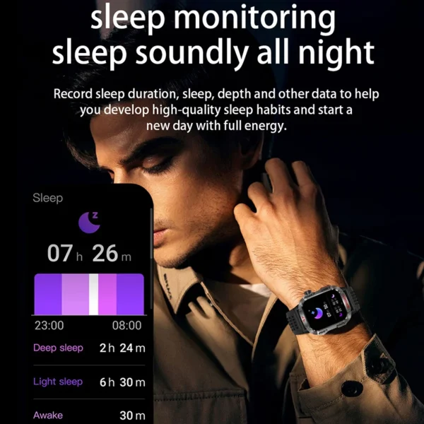 2025 New LED Flashlight Smart Watch Men Bluetooth Call Waterproof 600mAh Large Battery Smartwatch Heart Rate Monitor Smart Watch