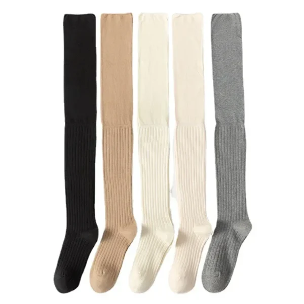 2pairs Women's Knee-length Socks Ladies Thigh-length SocksWarm Knitted Boot Socks Leg Warmers Japan JK Cotton Thigh High Bottoms