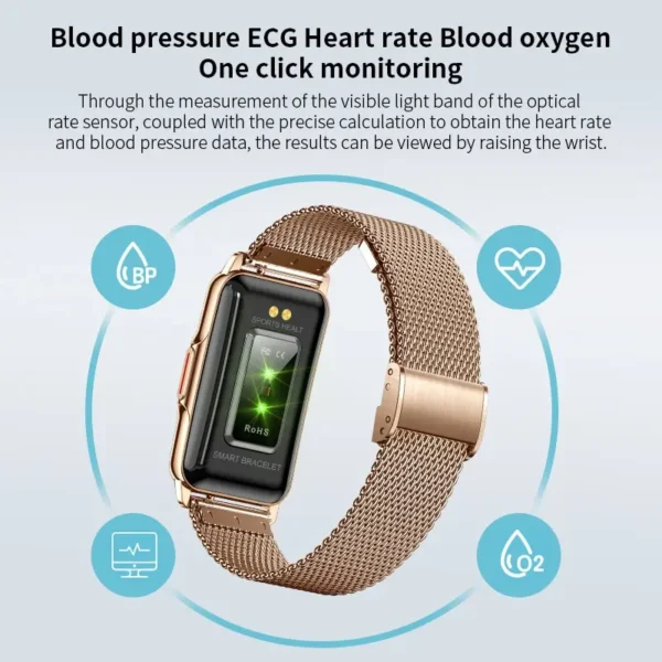Classic Smart Bracelet Ladies Smart Watch Men Heart Rate Blood Oxygen Waterproof Sports Smart Strap Women Watch For Android IOS