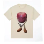 Kaos katun kualitas tinggi pria, T-shirt atasan lengan pendek kasual Retro Apple dengan wajah Meme uniseks