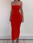 2025 New Spring Summer Women's High Elastic Sleeveless Backless Dress Long Sling Dresses Club Sexy Suspender Dress