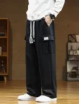 Spring Autumn Multi-Pockets Sweatpants Men Drawstring Waist Sportswear Casual Track Pants Plus Size Loose Straight Trousers 8XL