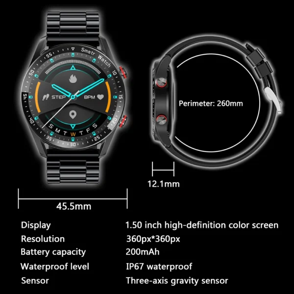 2025 New Voice Call Smart Watch Men GT Series 1.53 inch AMOLED Screen Sports Watch ECG+PPG Health Smartwatch For Android IOS