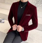 Mens Blazer Men's Fashion Business Corduroy Shirt Gentleman British Style Casual Slim-fit Wedding Work Mens Blazer Jacket 5XL