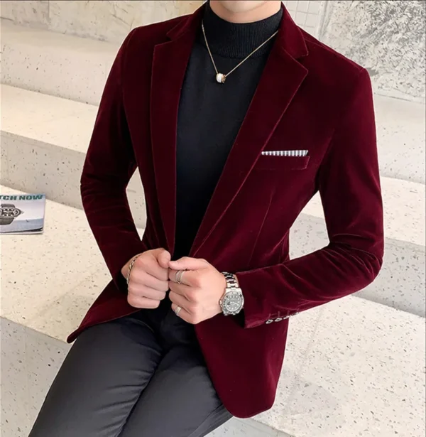 Mens Blazer Men's Fashion Business Corduroy Shirt Gentleman British Style Casual Slim-fit Wedding Work Mens Blazer Jacket 5XL