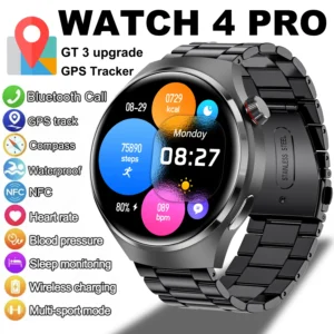 GT4 Pro Health Smart Watch Men 360*360 AMOLED Screen NFC GPS Tracker Compass BT call Blood oxygen IP68 Sport Smartwatch 2025New