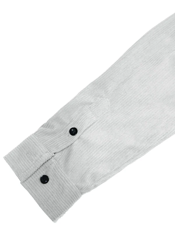 Spring and autumn men's corduroy long-sleeved double pocket shirt, solid color casual men's tops, button-down lapel jacket