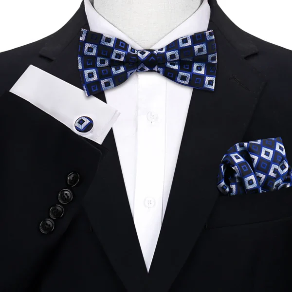 3pcs Bow Tie For Men Bowtie Handkerchief Cufflink Set For Shirts Fit Business Wedding Butterfly Paisley Pocket Square Bowtie Man