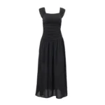 WhereMery Elegant Slip Long Dresses Sexy Women Ruched Bodycon Solid Maxi Dress Spring Y2K Summer Temperament High-waist Vestidos