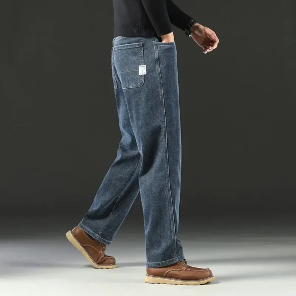 Spring and Autumn Men's Baggy Jeans Casual Straight Stretch Versatile Wide-leg Business Denim Pants Comfortable Loose Trousers