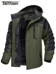 TACVASEN Fleece Lining Mountain Jackets Mens Hiking Jackets Outdoor Removable Hooded Coats Ski Snowboard Parka Winter Outwear