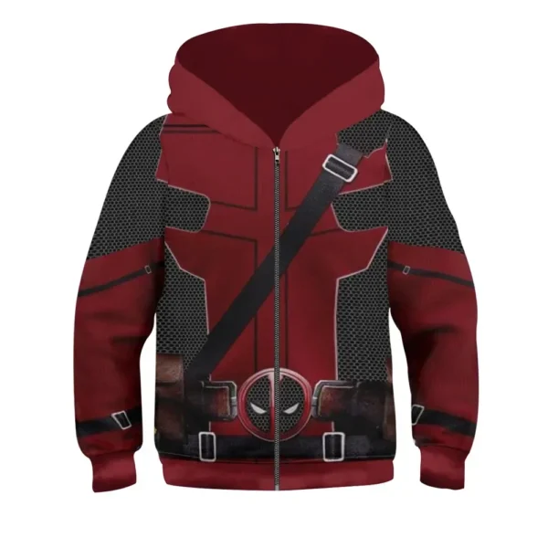 Boys Girls Deadpool Wolverine Cosplay Costume Superhero 3D Print Pullover Hoodies Jacket Sweatshirts for Halloween Party