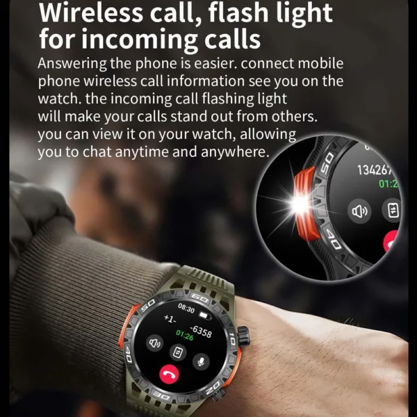For Huawei New With LED Flashlight Smart Watch Men 360*360 HD Display 450 mAh Heart Rate Sports Health Bluetooth Call SmartWatch