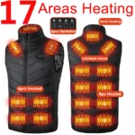 17/13/9 Heated Vest Zones Electric Heated Jacket Men Women Usb Electric Heating Vest Bodywarmer Heated Coat USB Heating Jacket