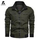 Casual solid color jacket, zippered pocket, stand up collar, oversized jacket, tough guy style, thin motorcycle top