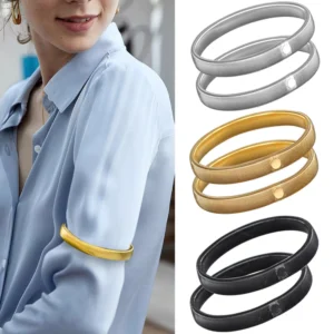 2pcs/pair Anti-Slip Elastic Shirt Sleeve Holders Metal Armbands Band Stretch Garters for Women Men