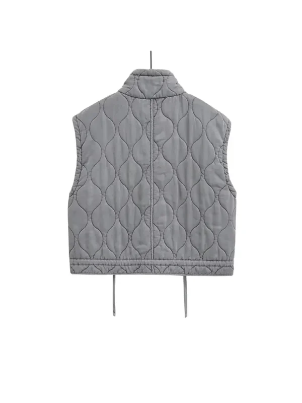 Nlzgmsj 2024 Autumn Winter Women Pocket Cotton Jacket Vest Sleeveless Stand Neck Zipper Waistcoat Loose Female Streetwear