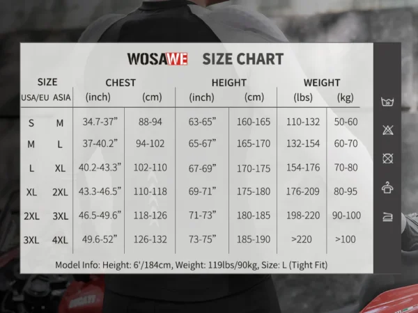 WOSAWE Motorcycle Jacket Full Body Armor Protection Jackets Motocross Racing Clothing Moto Riding Protectors CE Certification