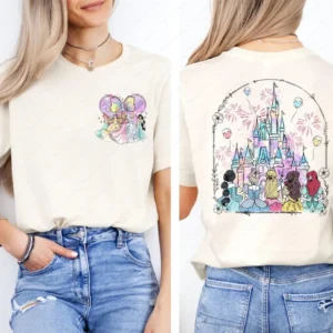 2025 Disney Princess Castle T Shirt Disneyland Best Friends Gift Trip Shirts World Vacation Sweatshirt Girls Cotton Clothes Hot