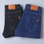 2024 New Business Men's Jeans Casual Straight Stretch Fashion Classic Blue Black Work Denim Trousers Male Brand Clothing