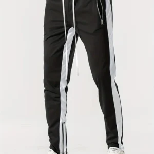 Men Sweatshirts Jogging Pants Men Casual Pants Men Stylish Color Block Zip Pockets Drawstring Sports Skinny Pants Trousers Pants