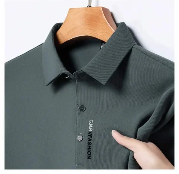 2025 Men's Short Sleeve Solid Color Polo Shirt Breathable Comfortable Elastic Top New Arrivals Casual Business Style