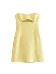 TRZA-Women's Strapless Hollow Out Mini Dress, Sexy Sweetheart Neck, Back Zipper, Female Dresses, Fashion