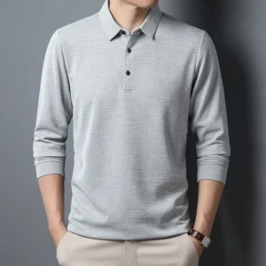 Men's Business Casual Polo Long Sleeve T-shirt Summer Comfortable Top
