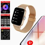 +2pc Straps Smart Watch Women Men Smartwatch Square Stainless Steel Smart Clock BT Call For Xiaomi Samsung Phone Fitness Tracker