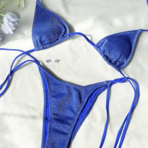 Miyouj Shiny Bikini Set Triangle Bikinis Bandage Swimsuit Women Two Piece Swimwear Summer Biquini New Beachwear
