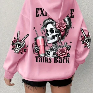 Expensive Talks Back Funny Print Women Hoody Harajuku Loose Clothes Fleece Warm Comfortable Hoodie Vintage Autumn Crewneck Top
