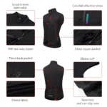 WOSAWE Thermal Winter Cycling Vest Windproof Bike Jacket Sleeveless Windbreaker Back Pockets for Men and Women