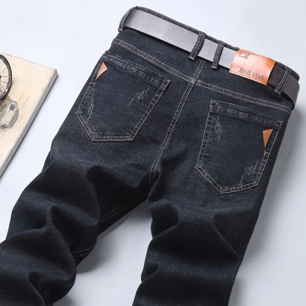 2024 New Business Men's Jeans Casual Straight Stretch Fashion Classic Blue Black Work Denim Trousers Male Brand Clothing