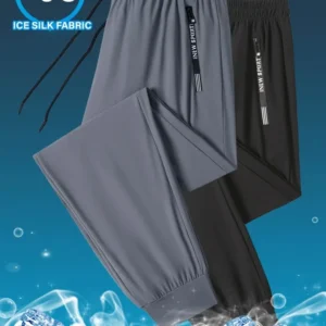 Ice Silk New Pants for Men's Summer Thin Style Sports Quick Dried Straight Leg Draping Wide Leg Pants Casual Long Pants for Men